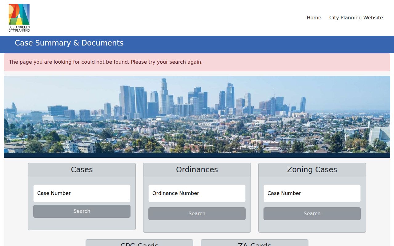 Los Angeles street directory planning case address search